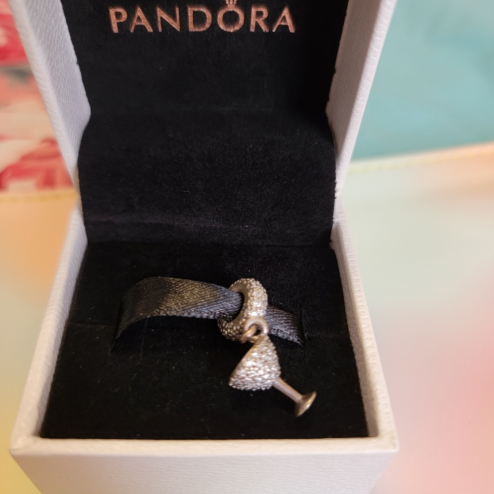 Pavé Cocktail Glass Dangle Charm